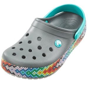 Crocs Crocband Gallery Rainbow Slip On Clog Gray 8